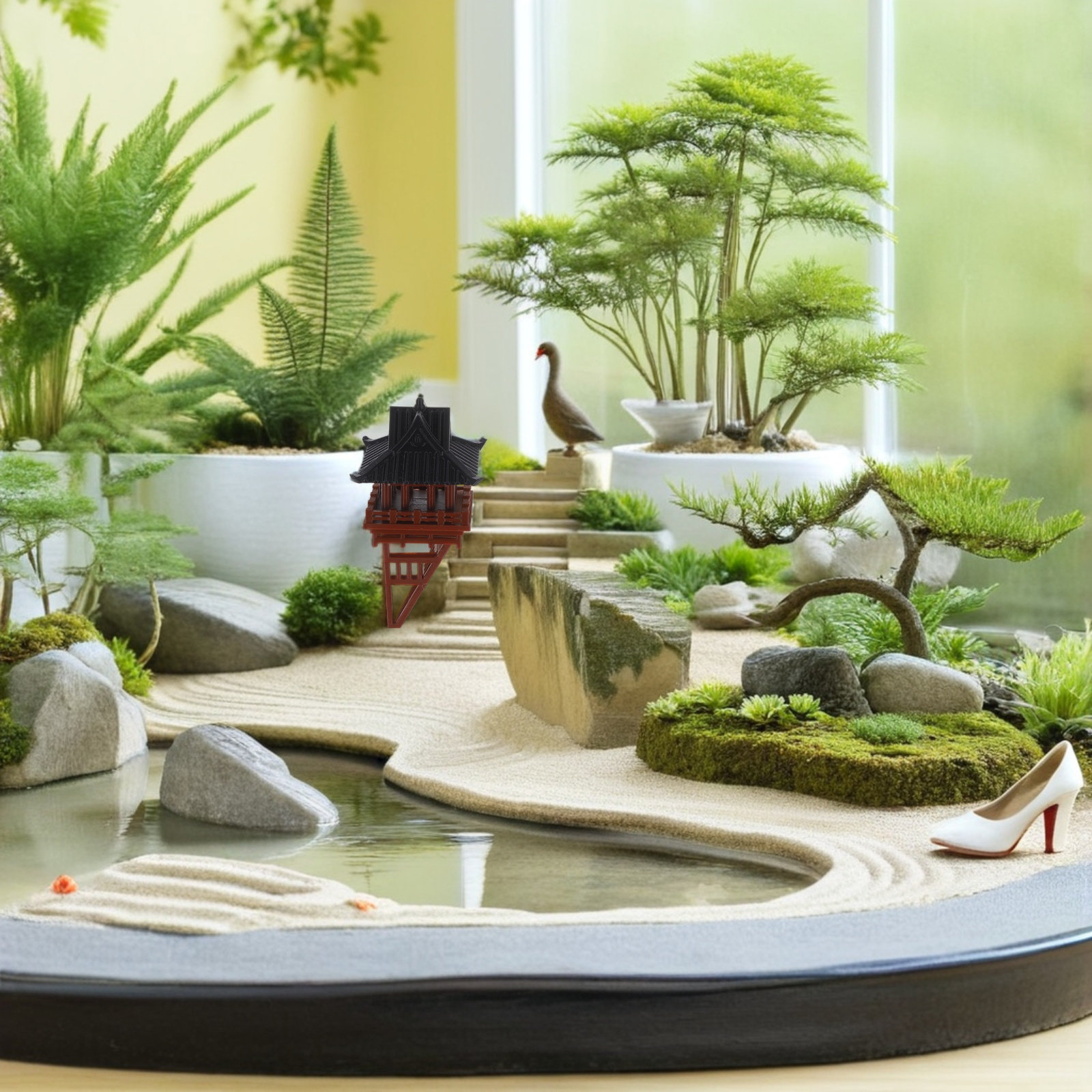Bonsai Garden Landscape Design - Decoração de Pavilhão Chinês em Miniatura